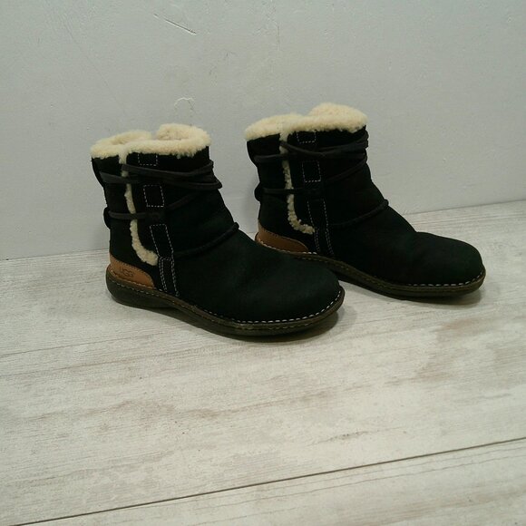 Ugg Australia La Jolla Boot Black Ankle Lace Up Sheepskin & Leather 5587 Sz 5 - Picture 1 of 10